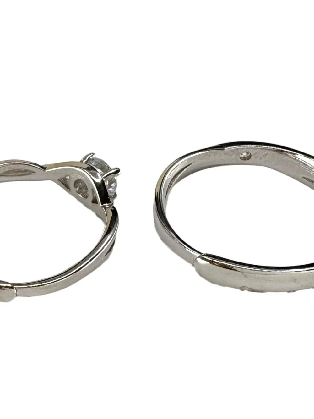 Solid 925 Sterling Silver Matching Couple Rings Set Adjustable His & Her
